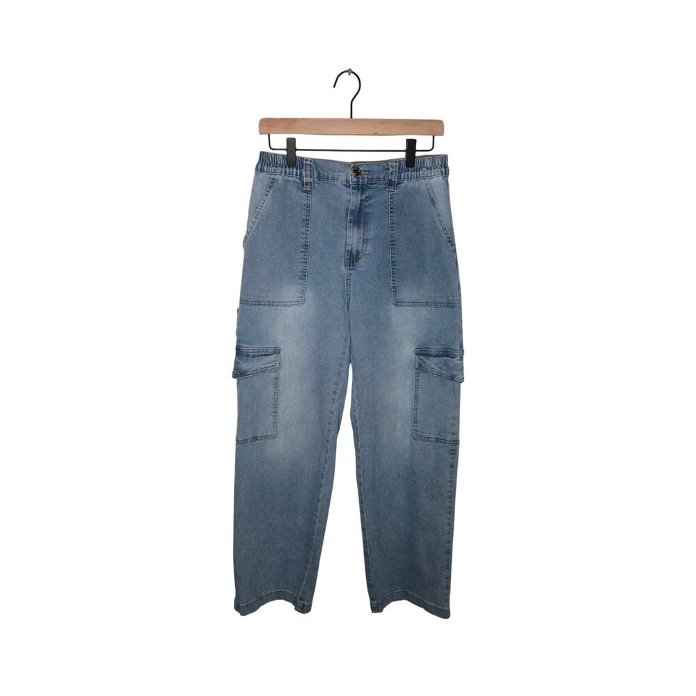 GOGO JEANS Skater Jean Collection Denim Cargo Wide Leg Light Wash Size 13/31